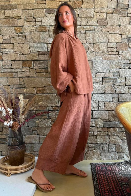 Santos Cushion Cotton Heathcliff Blouse Chestnut?